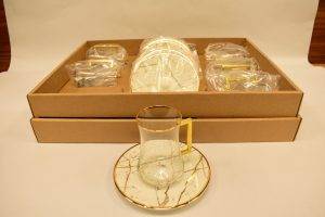 6 Glass Saucers Tea Set